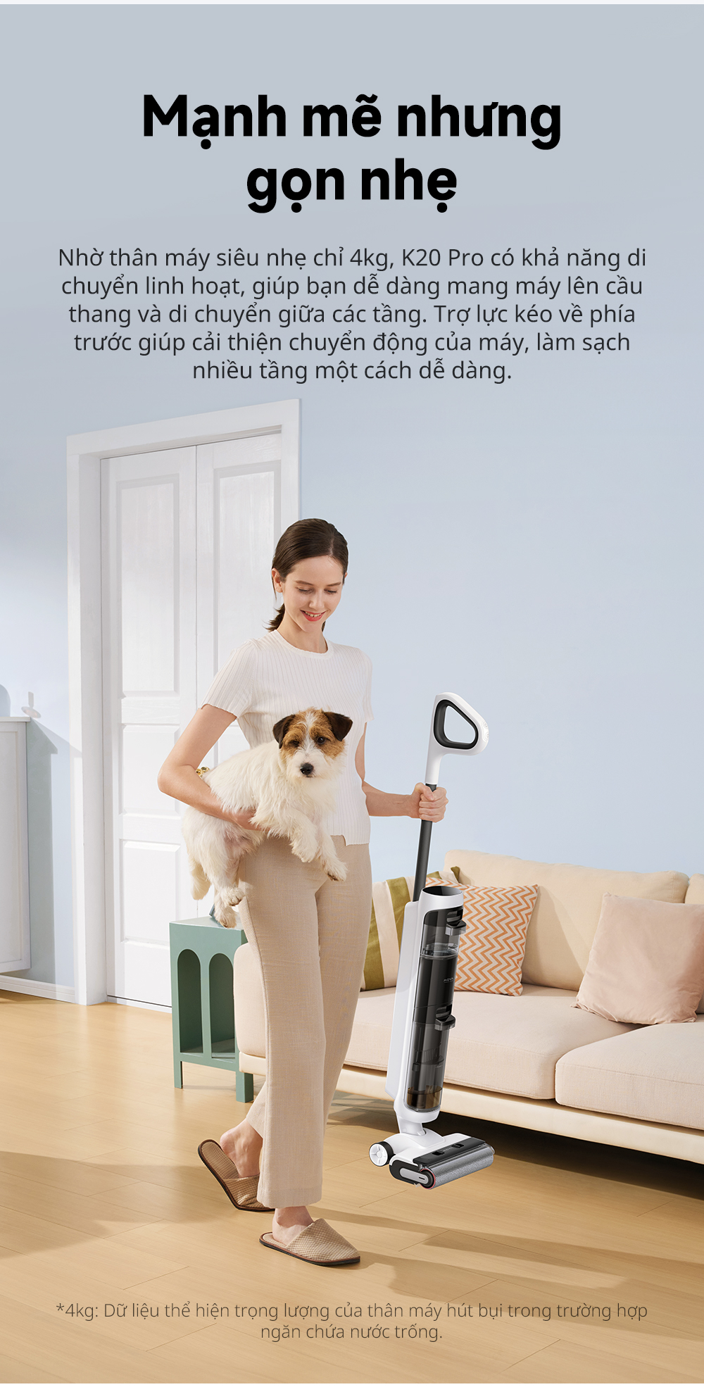 Đặc điểm máy hút bụi lau sàn khô & ướt cầm tay không dây thông minh Mova K20 Pro