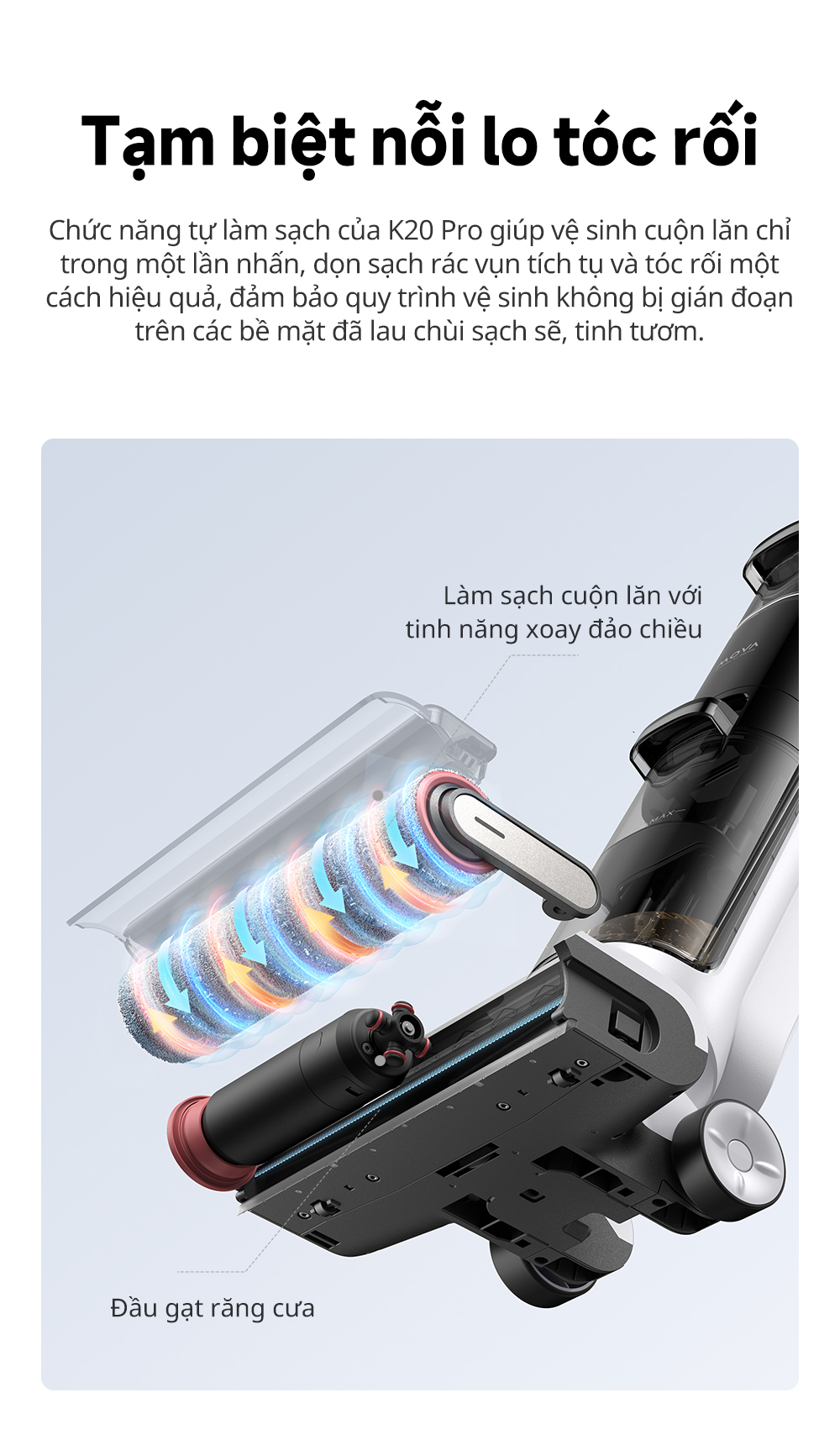 Đặc điểm máy hút bụi lau sàn khô & ướt cầm tay không dây thông minh Mova K20 Pro