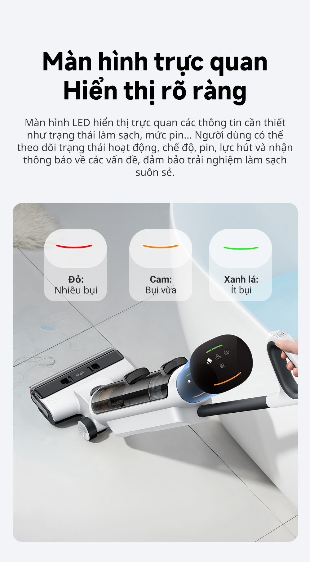 Đặc điểm máy hút bụi lau sàn khô & ướt cầm tay không dây thông minh Mova K20 Pro