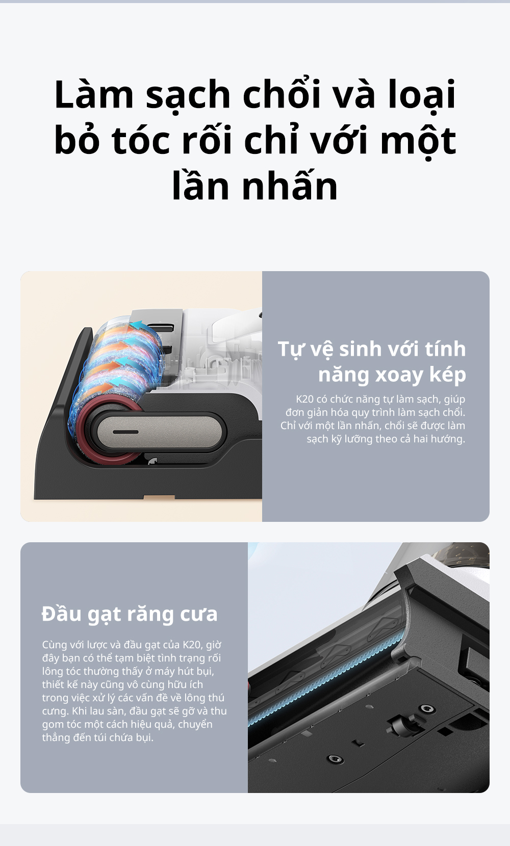 Đặc điểm máy hút bụi lau sàn khô & ướt cầm tay không dây thông minh Mova K20