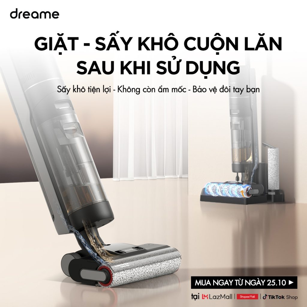 Dreame H12 Pro - Giặt, sấy khô cuộn lăn
