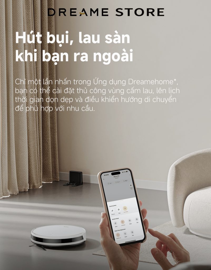 Mova E10 đặt lịch hẹn với ứng dụng Dreamehome