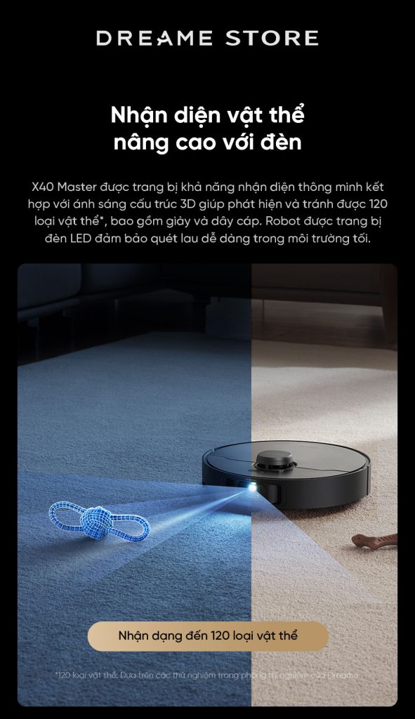 Dreame X40 Master nhận diện vật thể