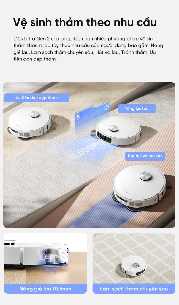 Dreame L10s Ultra Gen 2 - Vệ sinh thảm theo nhu cầu