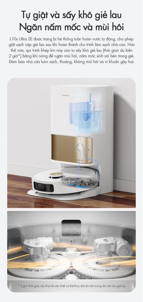Dreame L10s ultra SE tự giặt và sấy khô giẻ lau