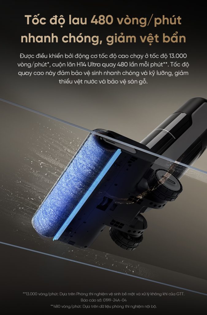 Máy hút bụi lau nhà cầm tay không dây Dreame H14 Ultra - Tốc độ lau 480 vòng/phút
