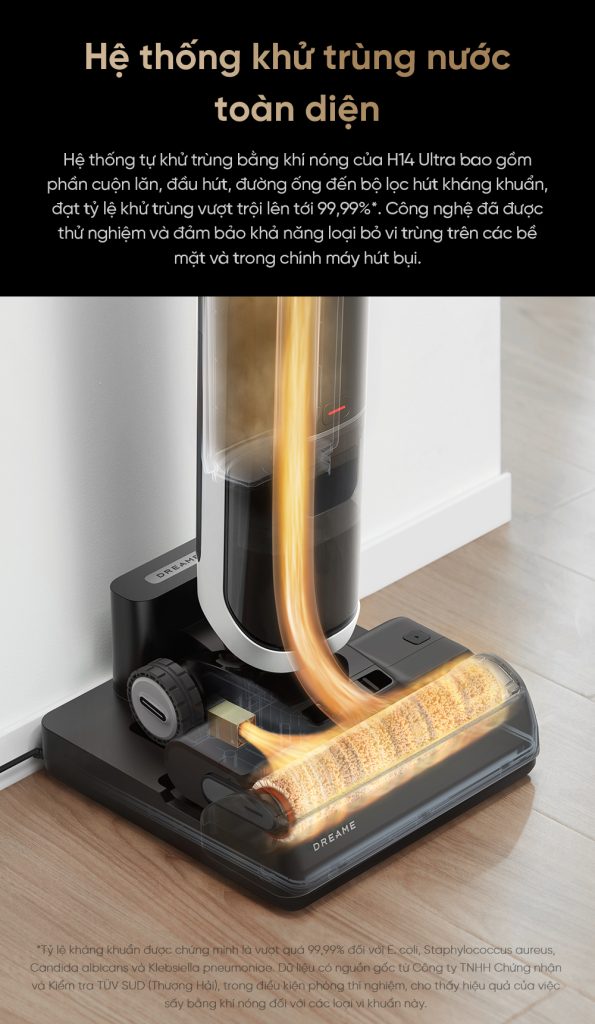Máy hút bụi lau nhà cầm tay không dây Dreame H14 Ultra - Hệ thống khử trùng nước