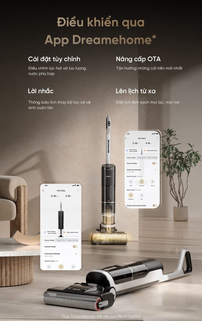 Máy hút bụi lau nhà cầm tay không dây Dreame H14 Ultra - Điều khiển qua App Dreamehome