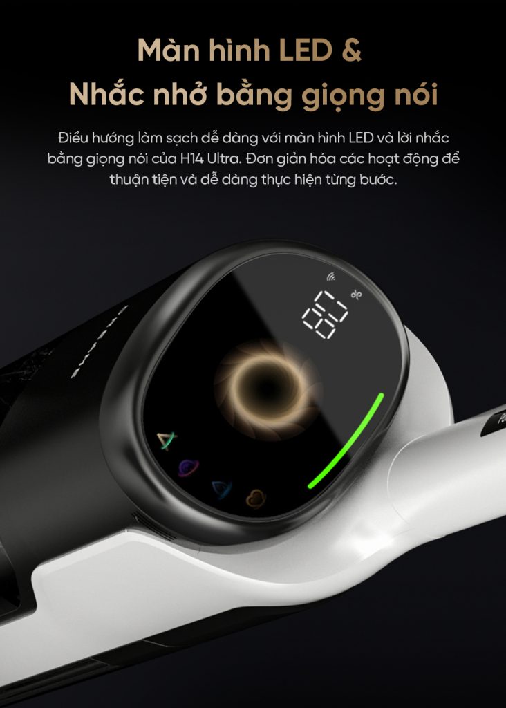 Máy hút bụi lau nhà cầm tay không dây Dreame H14 Ultra - Màn hình LED