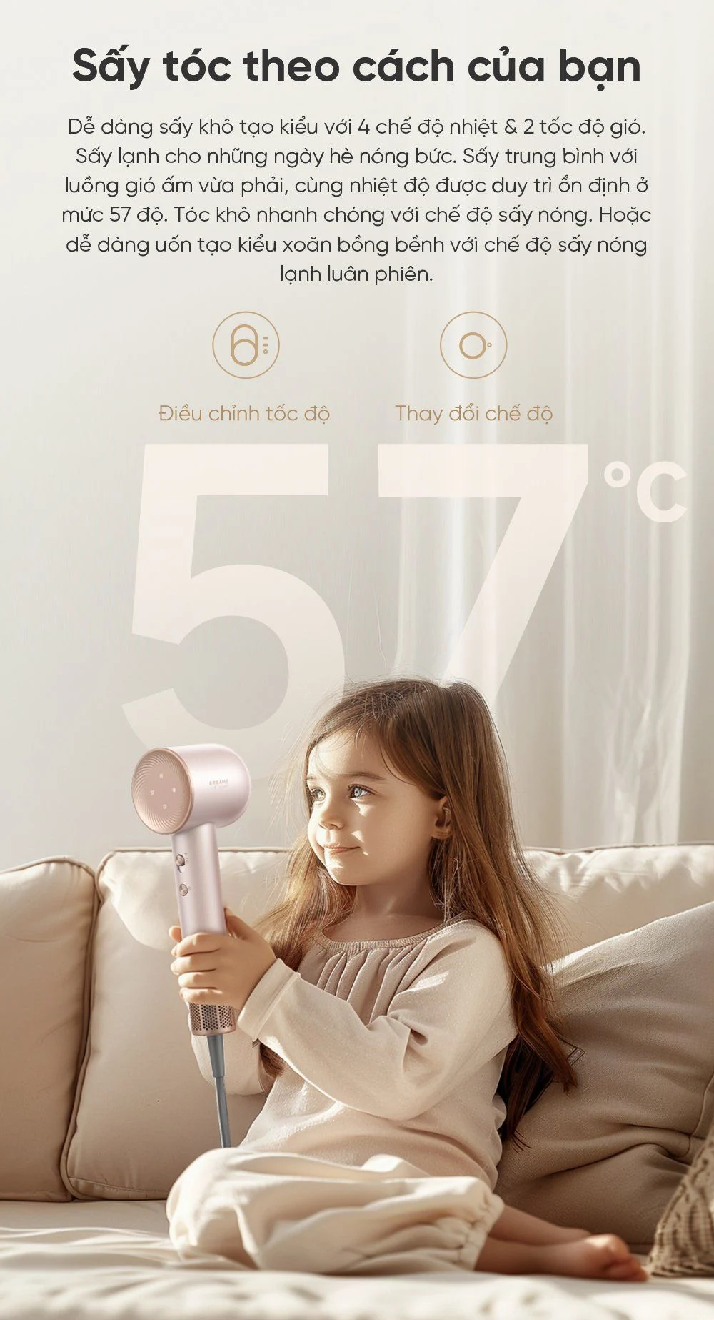 Máy sấy tóc Dreame Hair Glory Pro nhiều chế độ