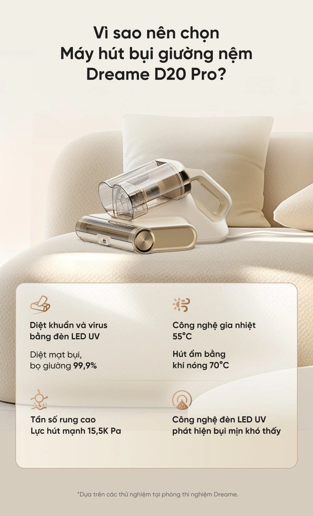 Máy hút bụi giường nệm Dreame D20 Pro - Ưu điểm nổi bật