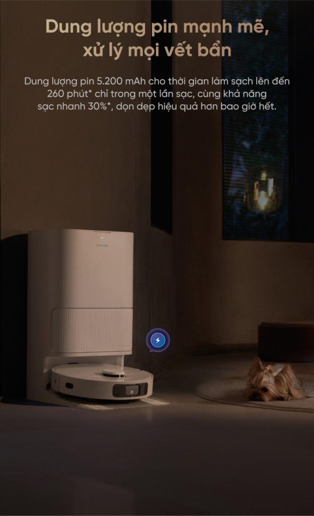 Dreame D20 Ultra - Dung lượng pin 5200mAh