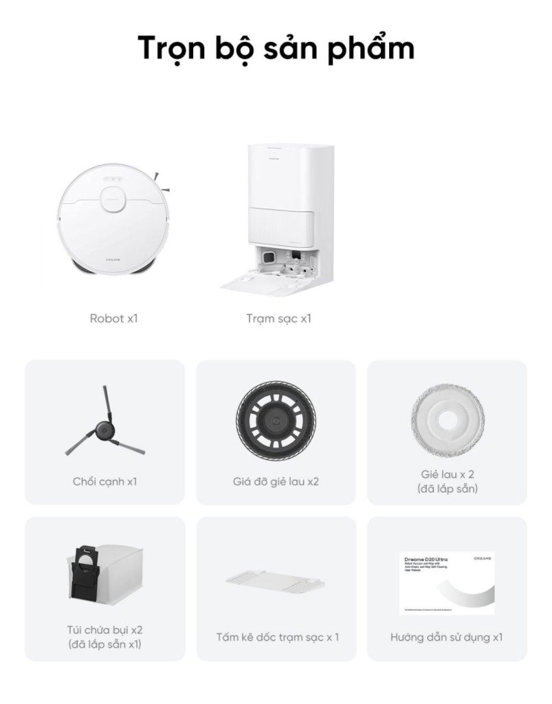 Dreame D20 Ultra - Trọn bộ sản phẩm