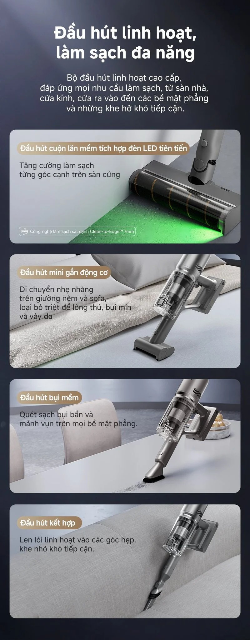 Đầu hút linh hoạt của Dreame Z10S Station